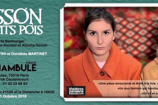 Jeu concours : “Poisson et petits pois !” avec Marie Hélène Lentini et Dorothée Martinet, une magnifique pièce d' Ana Maria Bamberger