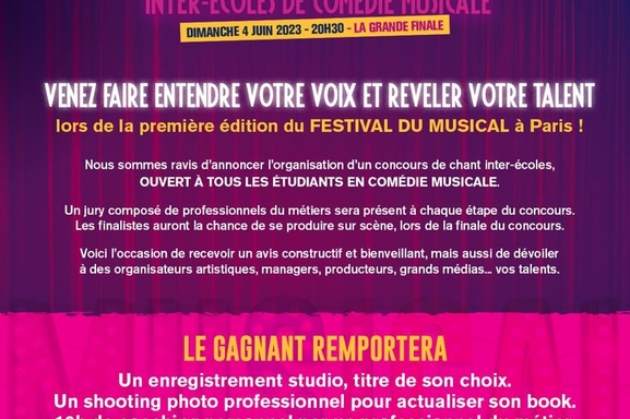 Appel à candidatures : vous étudiez la comédie musicale ? Participez au concours de chant inter-écoles pour avoir la chance de vous produire lors du Festival du Musical à l'Alhambra